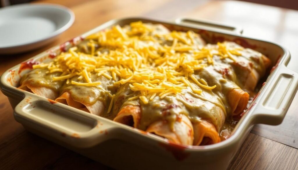 Baked Chicken Enchiladas in Dish Baked Chicken Enchiladas in Dish