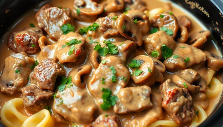 crock pot beef stroganoff with cream of mushroom soup