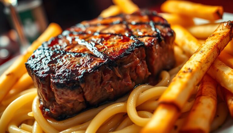 steak and fettuccine
