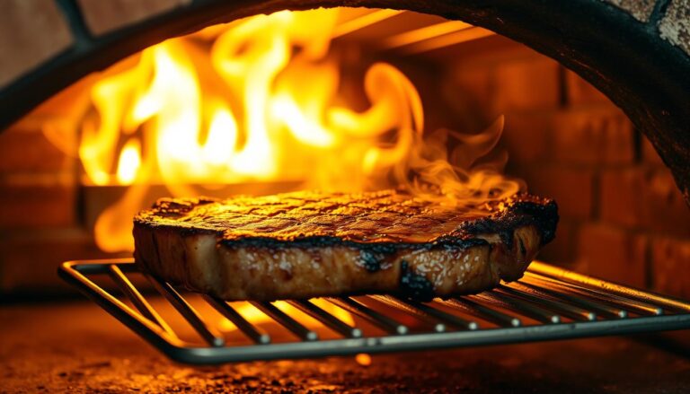 steak in a pizza oven