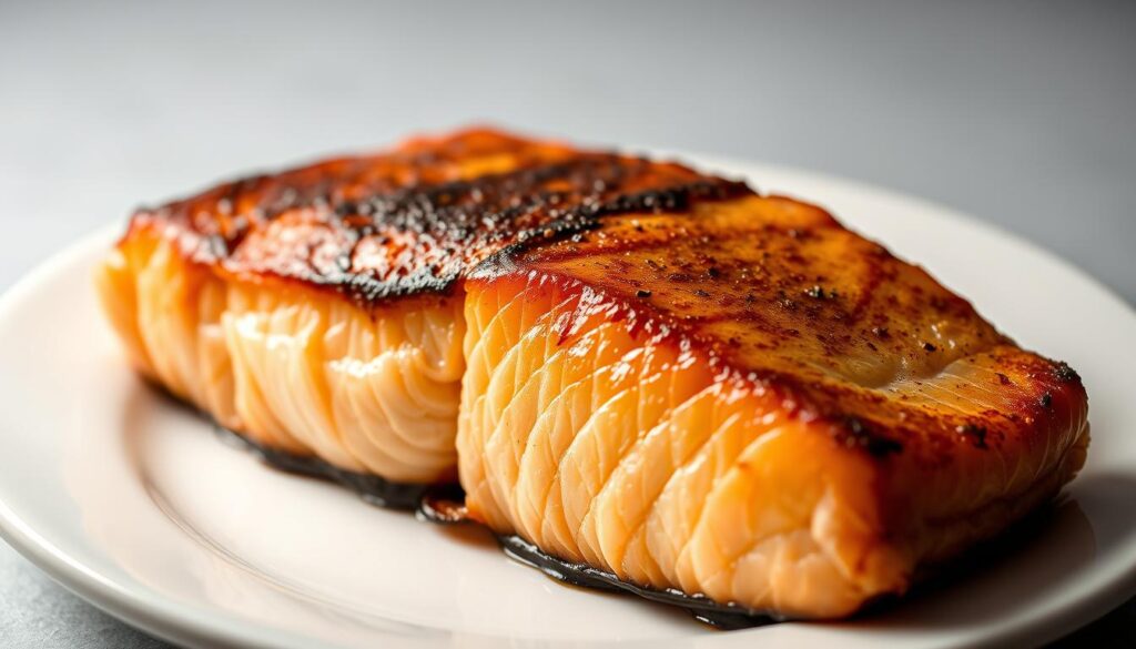 Perfectly cooked crispy skin salmon